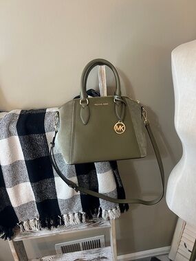 Michael Kors Olive Green Sienna Satchel with Gold Details